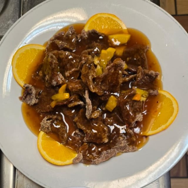 Crispy Orange Glazed Beef.